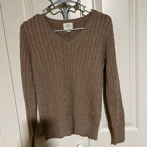 St. John's Bay V-Neck Cable Knit Sweater - Tan